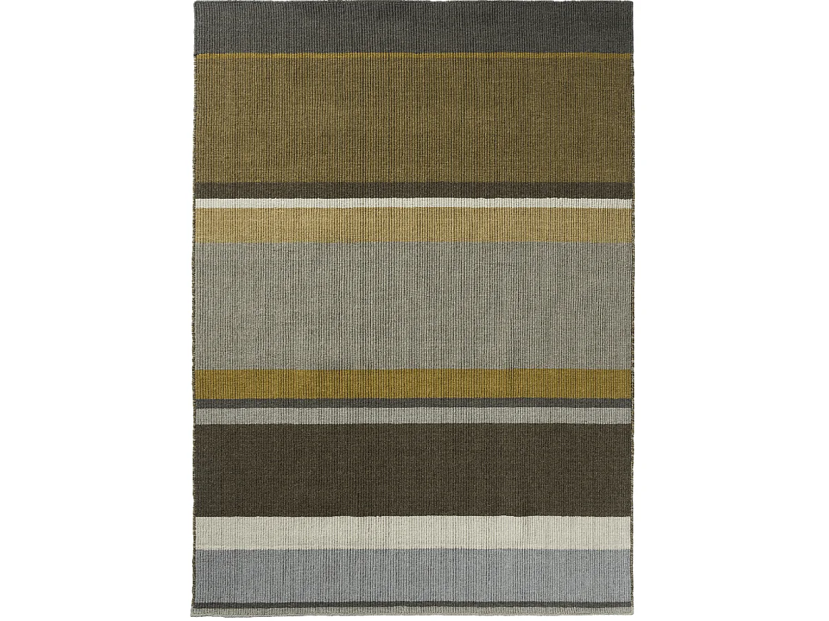 tapis grand salon 200x280 fait main en laine marron et moutarde