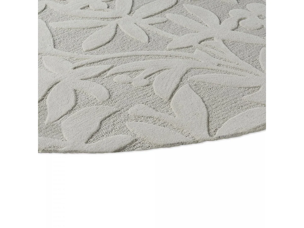 Tapis rond Ø150cm fait main en laine motif floral pour chambre CLEAVERS