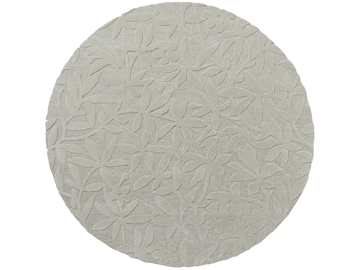 Tapis rond Ø150cm fait main en laine motif floral pour chambre CLEAVERS