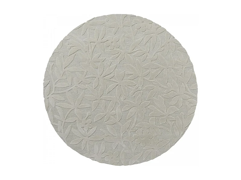 Tapis rond Ø150cm fait main en laine motif floral pour chambre CLEAVERS