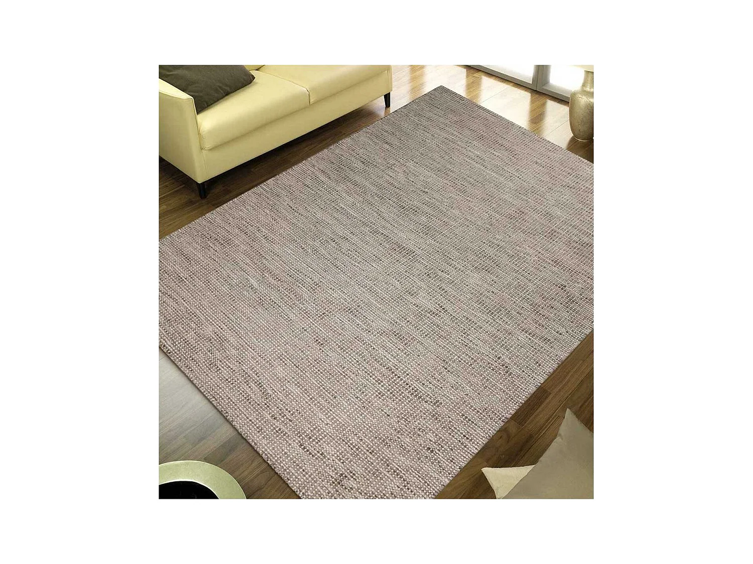 Tapis kilim 170x240 rectangle fait main en laine gris motif uni LOOK 408