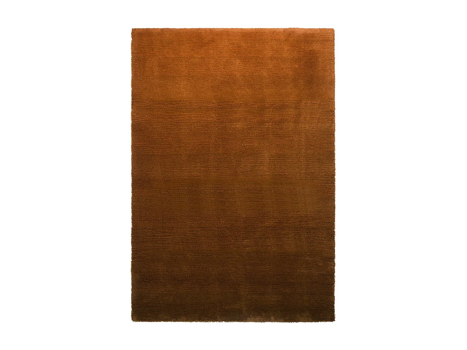 tapis salon 170x240 tufté en laine orange et marron rectangle motif faux uni