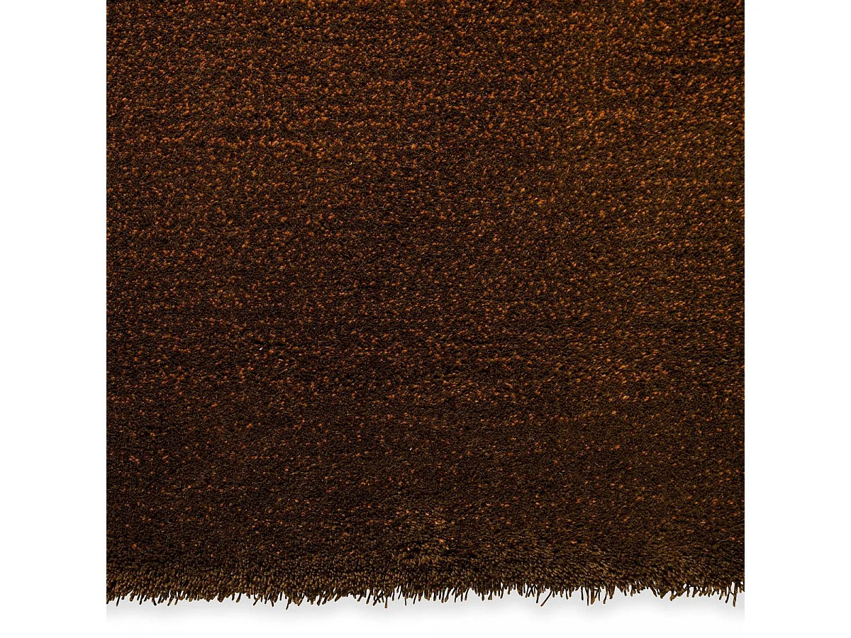 tapis salon 170x240 tufté en laine orange et marron rectangle motif faux uni