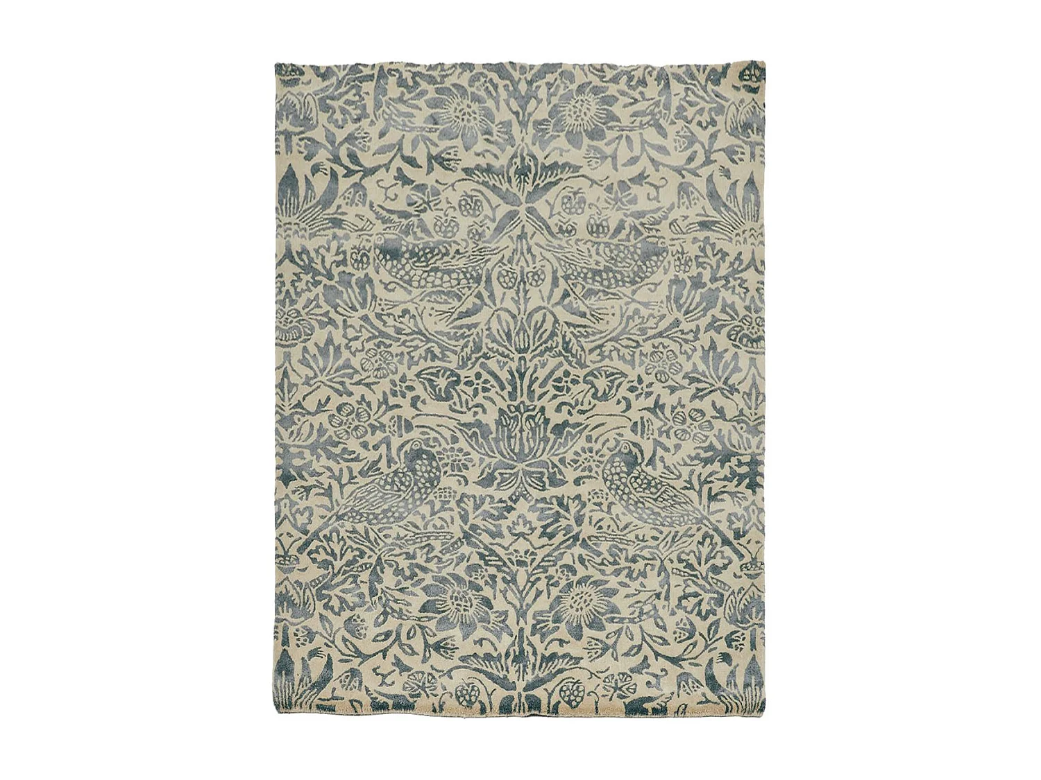 tapis entrée 140x200 fait à la main en laine gris et taupe motif floral