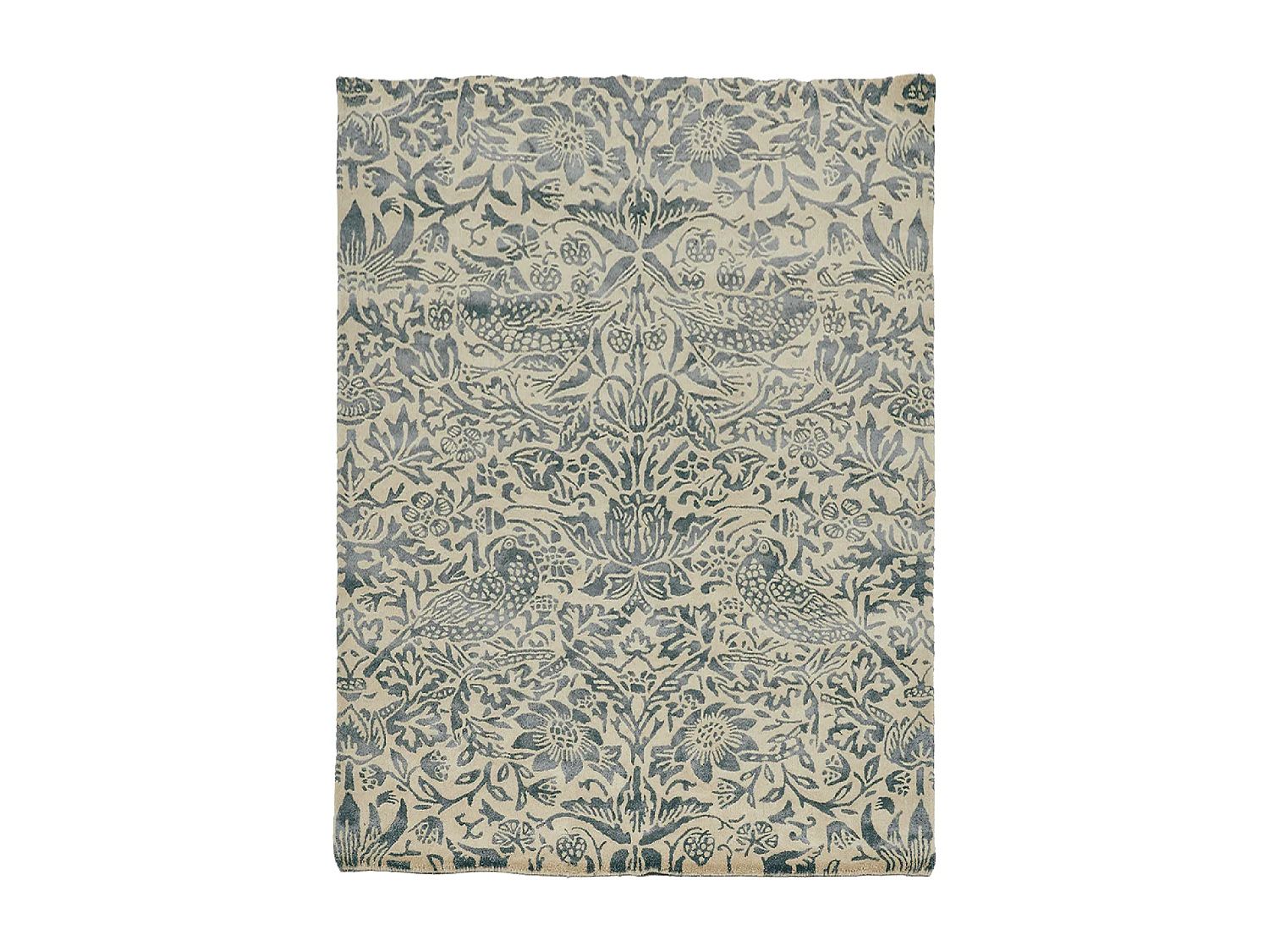 tapis entrée 140x200 fait à la main en laine gris et taupe motif floral