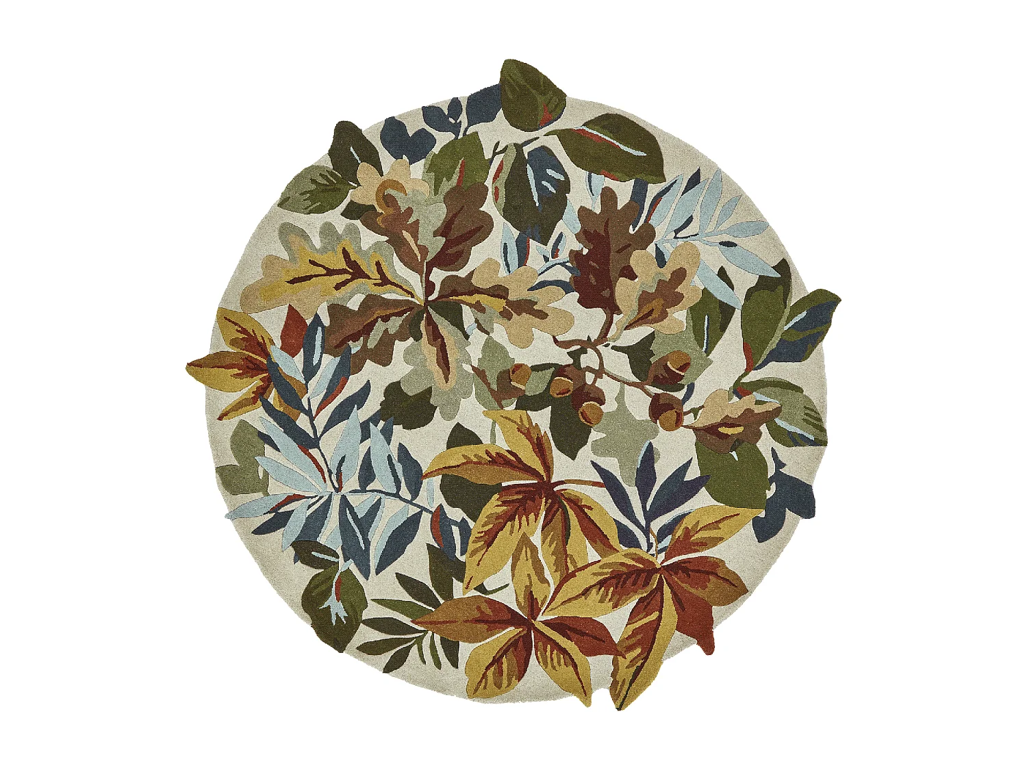 Tappeto rotondo Ø150cm realizzato a mano in lana fantasia floreale per soggiorno ROBINS