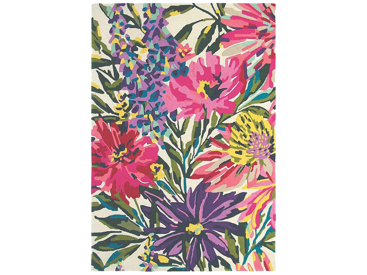 Tappeto da soggiorno e camera da letto fatto a mano in lana a fantasia floreale FLOREALE