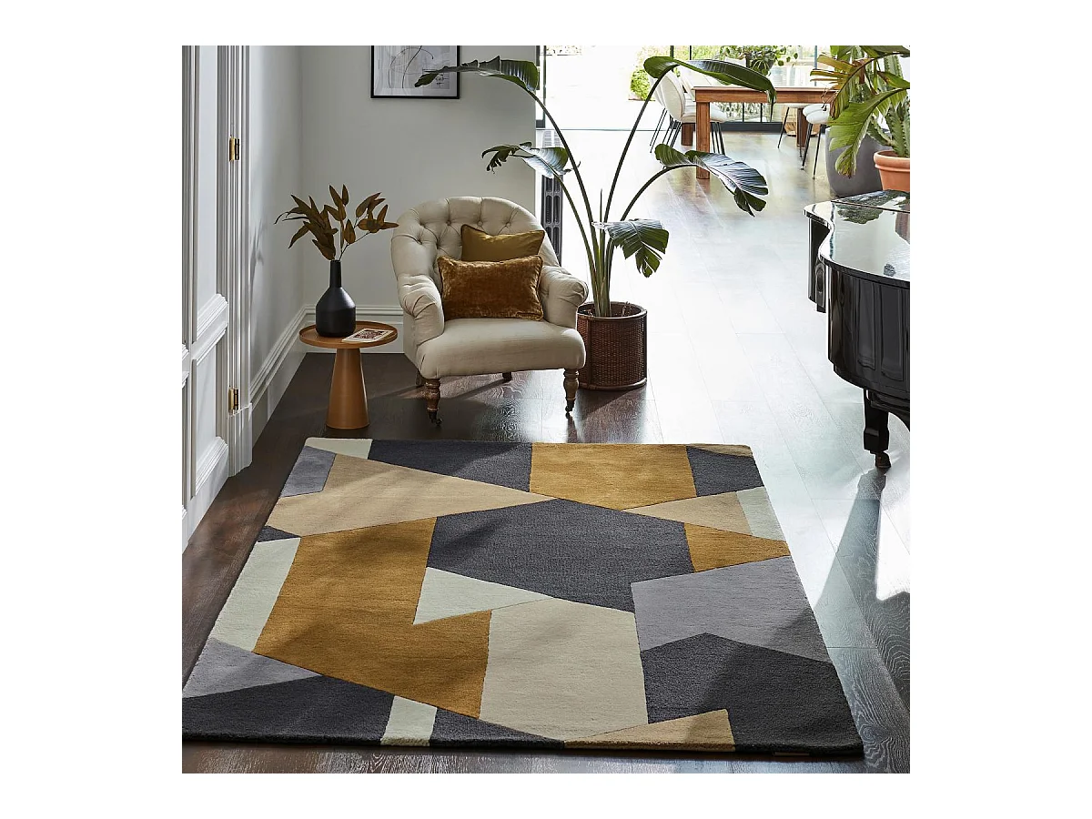 tapis grand salon 250x350 fait à la main en laine gris et crème