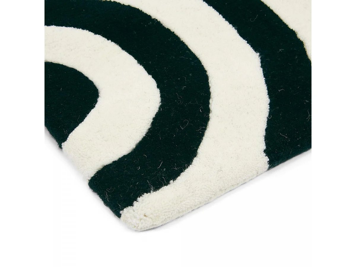 tapis chambre 200x280 fait à la main en laine noir et blanc motif seventies