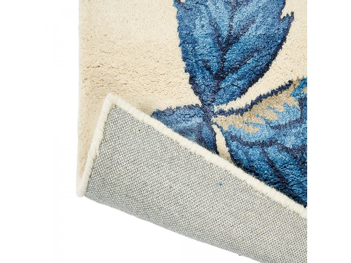 tapis salle à manger 250x350 fait à la main en laine crème motif floral