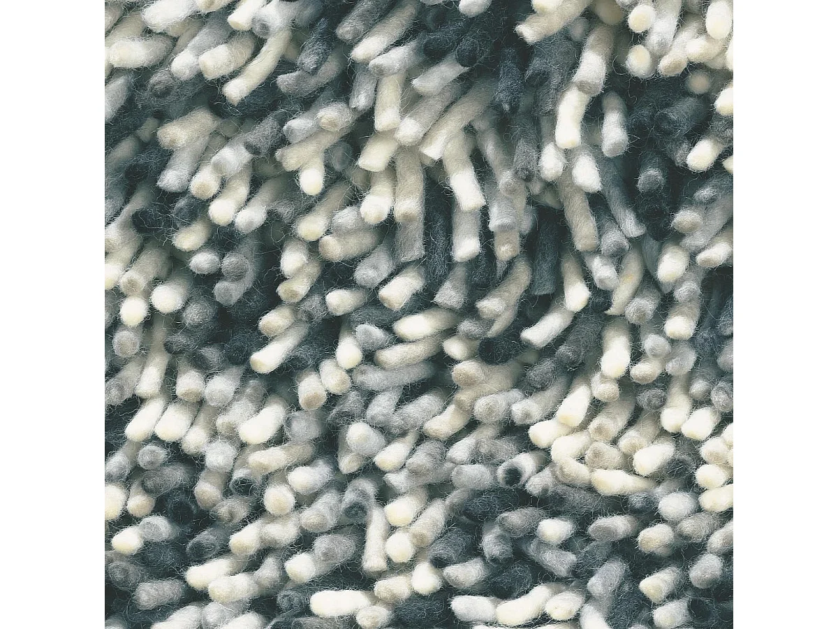 Tapis shaggy 170x240 rectangle tissé gris et blanc en laine motif faux uni ROCKS