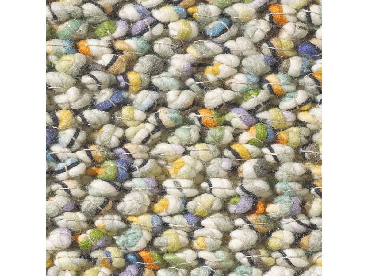 tapis salon 200x300 tissé en laine beige et jaune rectangle motif faux uni