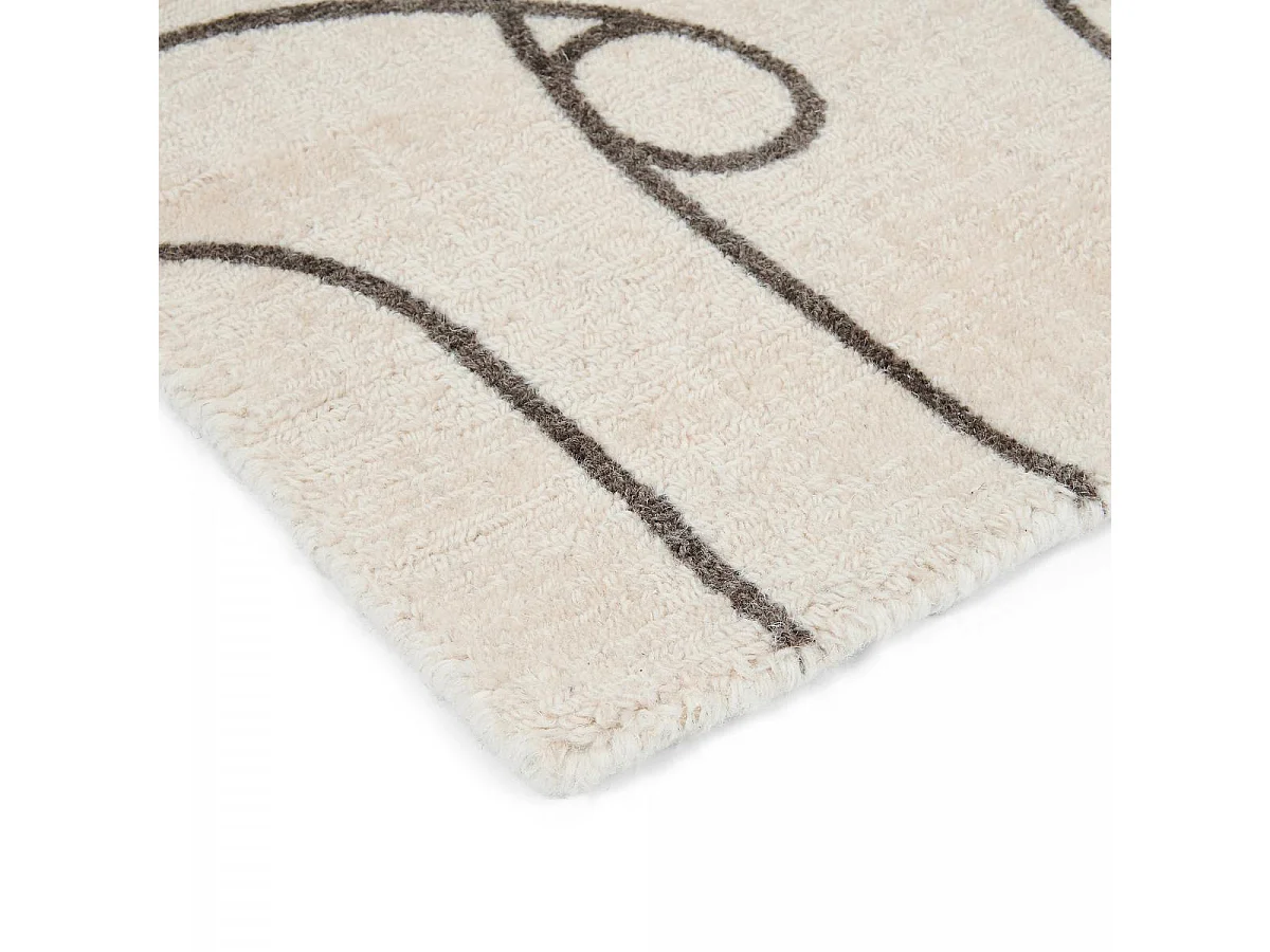 tapis grand salon 250x350 fait à la main en laine beige motif abstrait