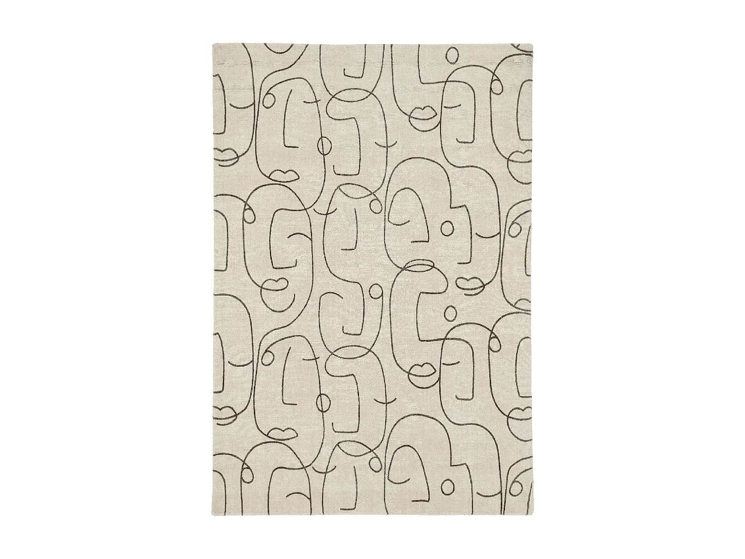 tapis grand salon 250x350 fait à la main en laine beige motif abstrait