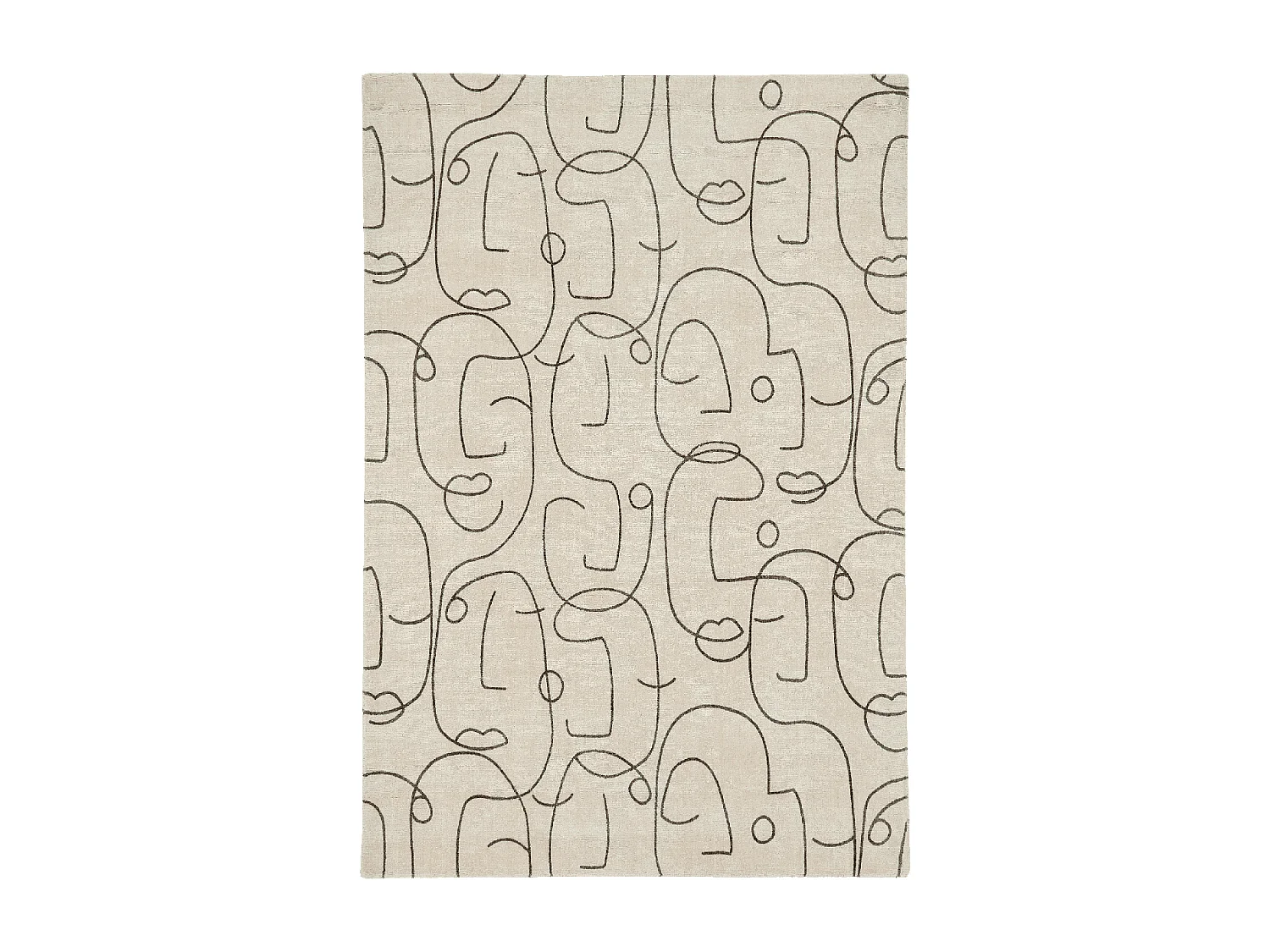 tapis grand salon 250x350 fait à la main en laine beige motif abstrait