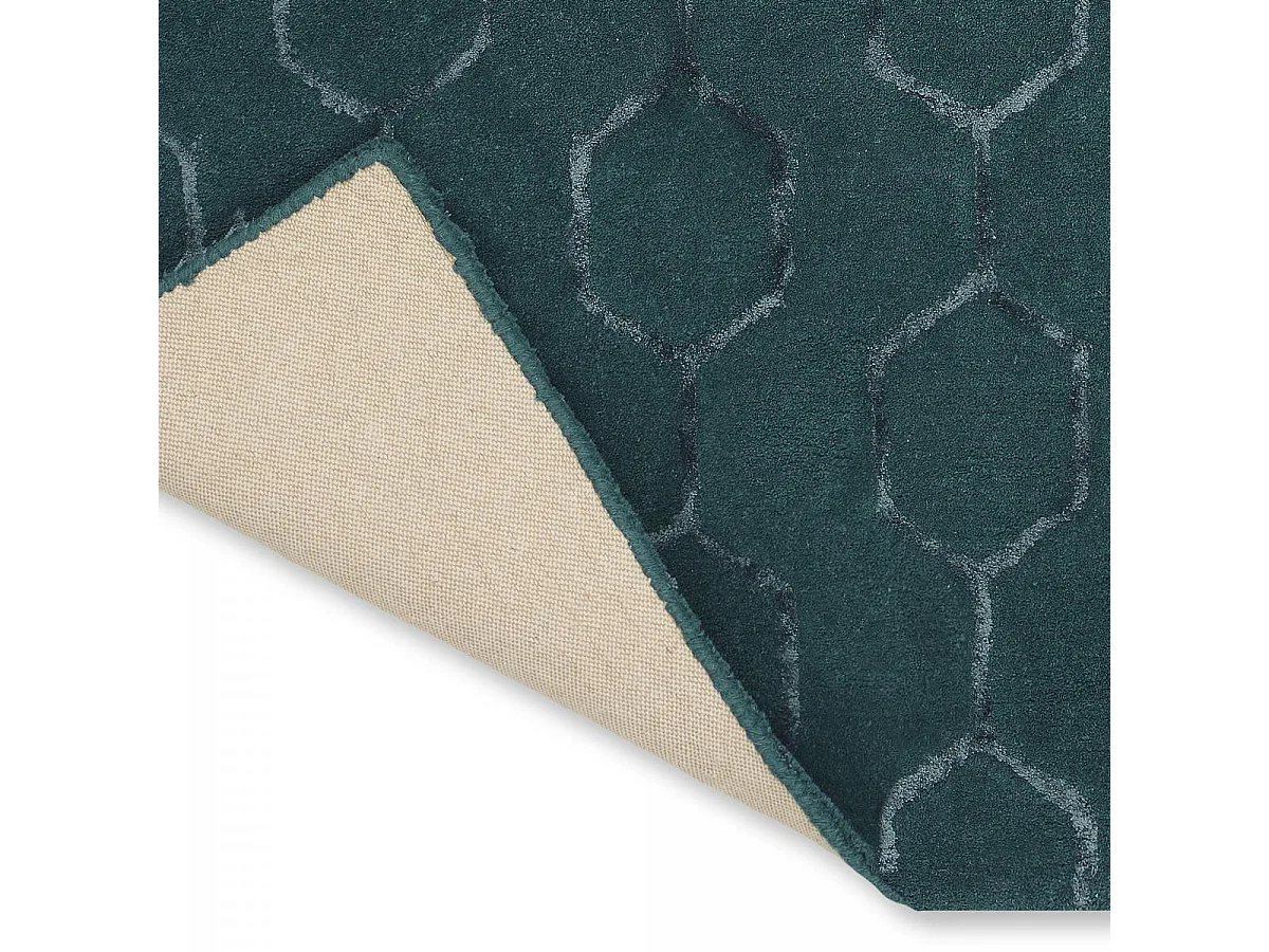 tapis chambre 170x240 fait à la main en laine bleu nuit rectangle motif faux uni