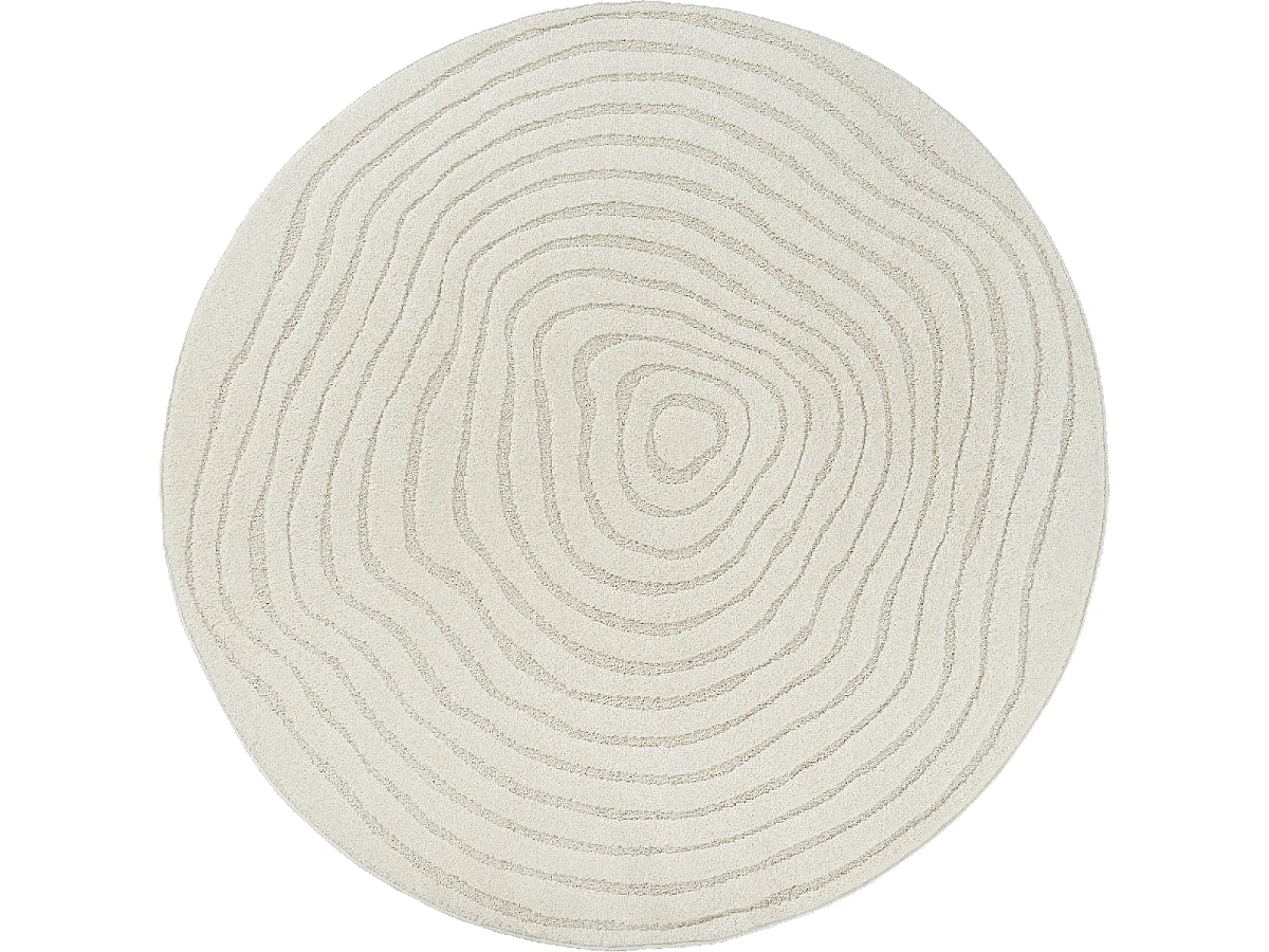 Tapis rond LYN9 SPIRATRI  ∅ 120 cm Crème Tapis facile d'entretien idéal pour l'entrée