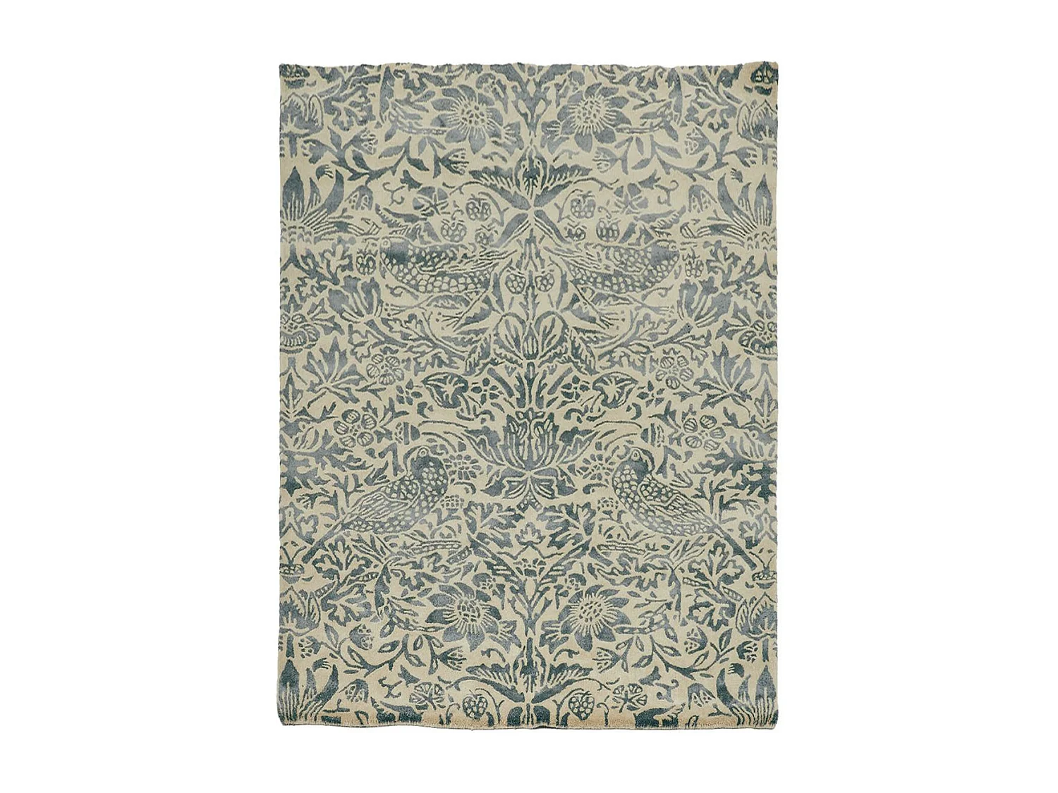 tapis chambre 170x240 fait à la main en laine gris et taupe motif floral