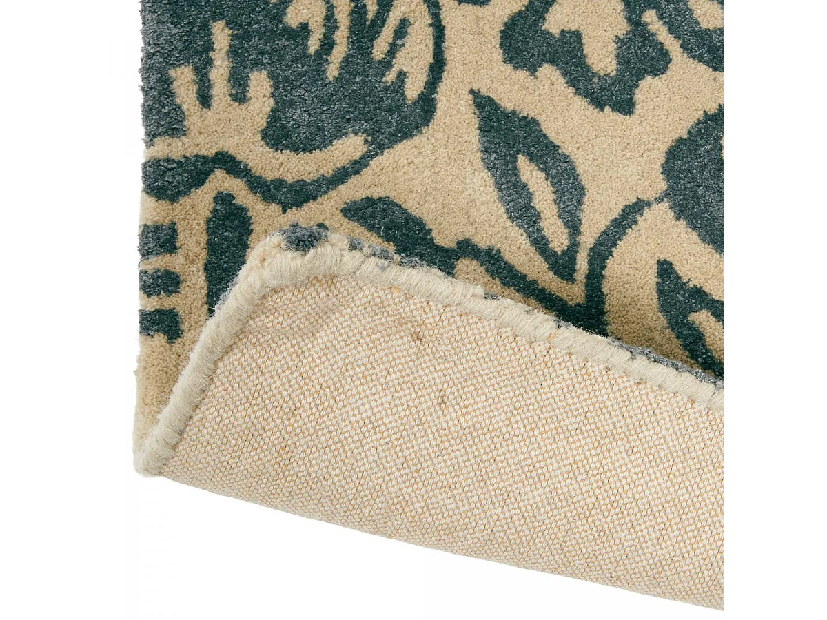 tapis chambre 170x240 fait à la main en laine gris et taupe motif floral