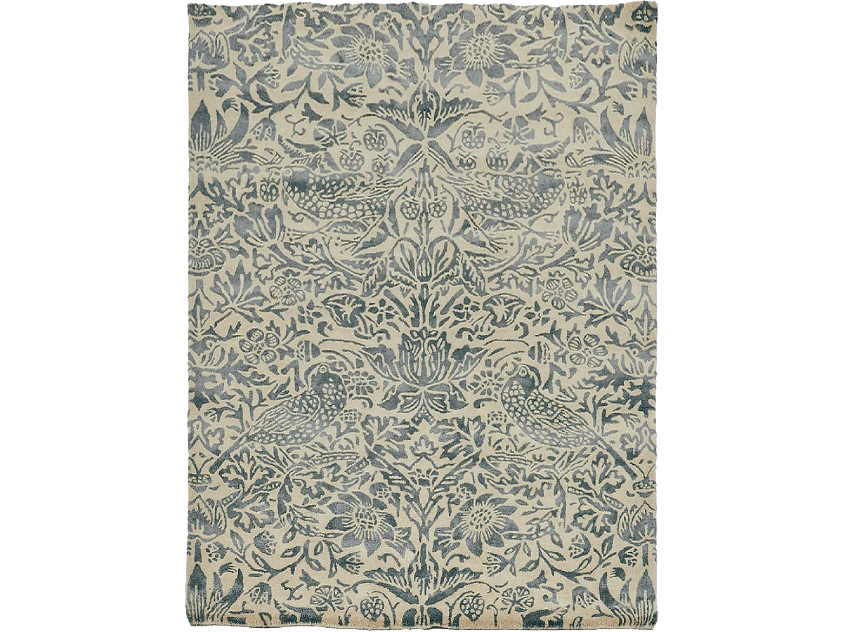 tapis chambre 170x240 fait à la main en laine gris et taupe motif floral