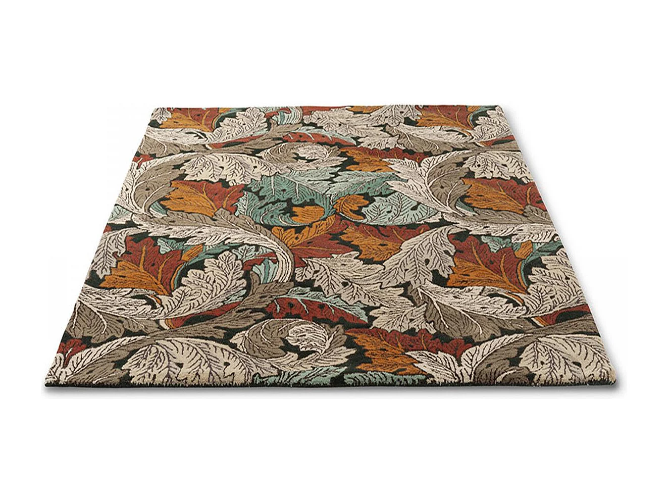 tapis salon 200x280 fait à la main en laine beige et marron motif floral