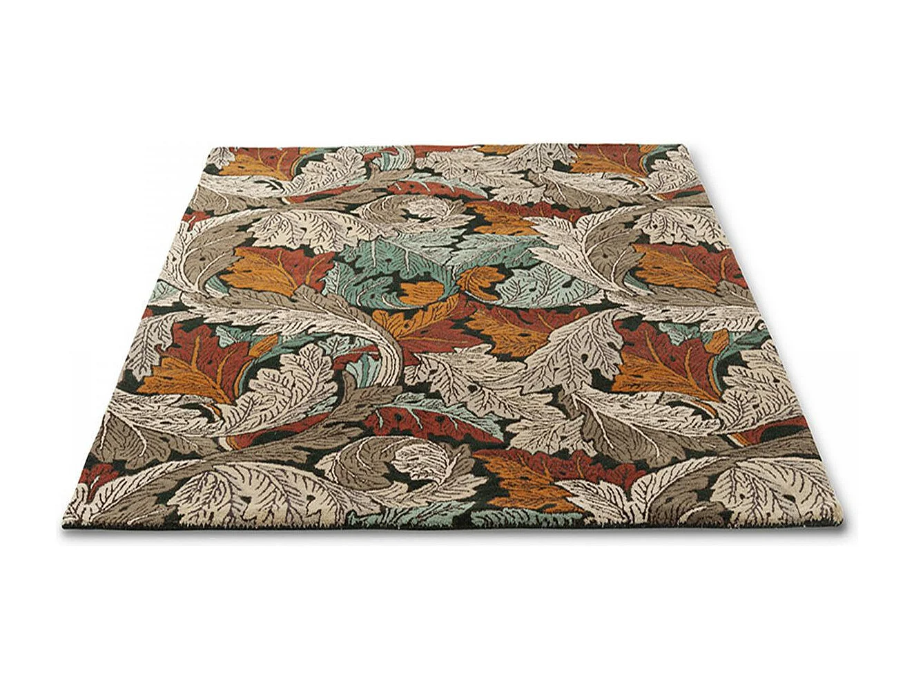 tapis salon 200x280 fait à la main en laine beige et marron motif floral