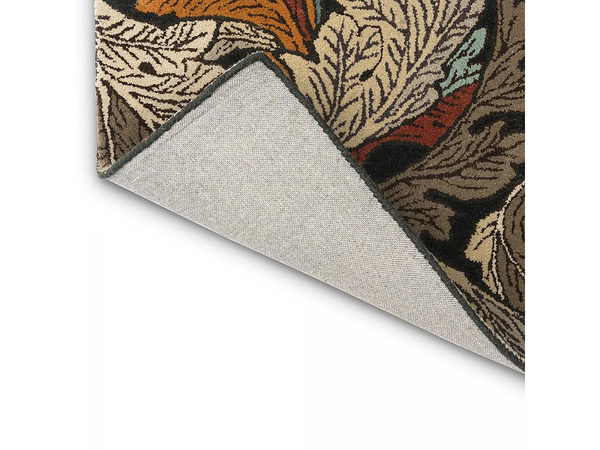 tapis salon 200x280 fait à la main en laine beige et marron motif floral