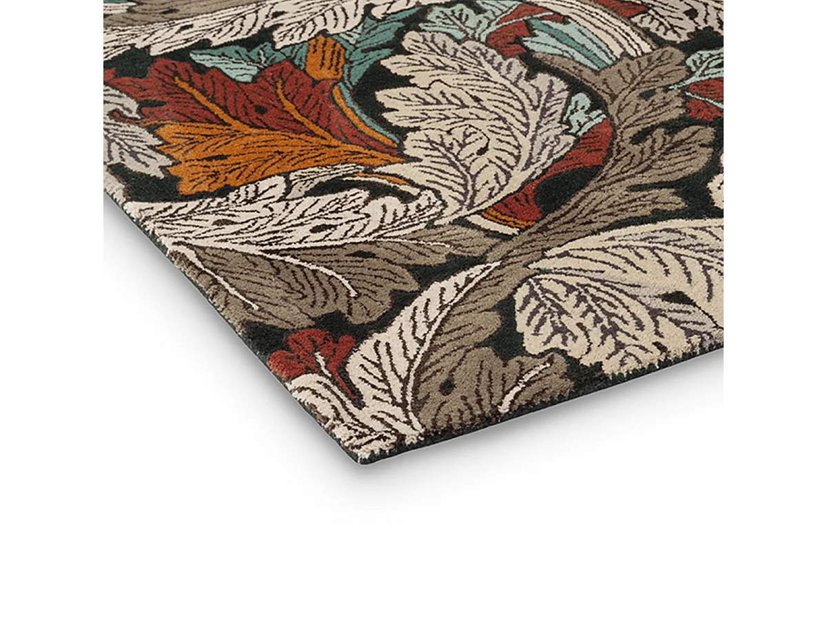 tapis salon 200x280 fait à la main en laine beige et marron motif floral
