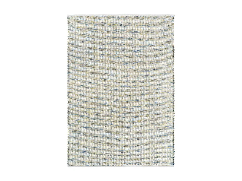 Tapis kilim 140x200 rectangle fait main en laine bleu et blanc motif faux uni