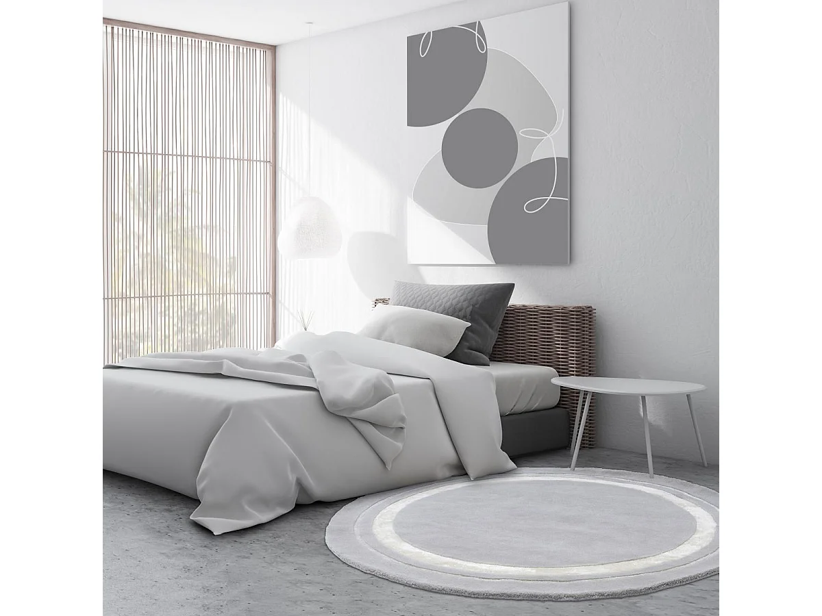 Tapis rond Ø150cm fait main en laine motif simple pour salle à manger REDOOK