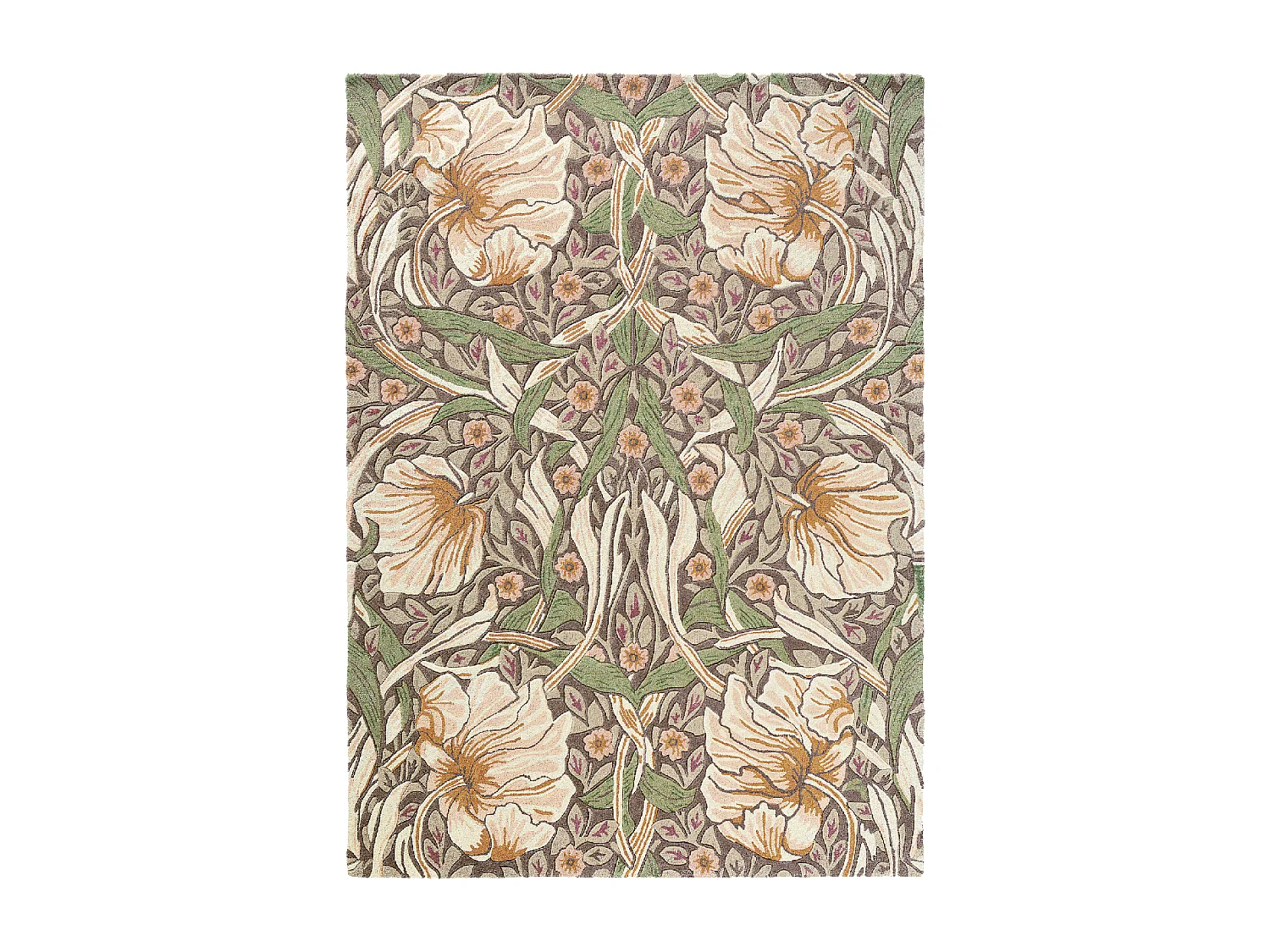 tappeto per camera da letto 170x240 realizzato a mano in lana melanzana e verde fantasia floreale