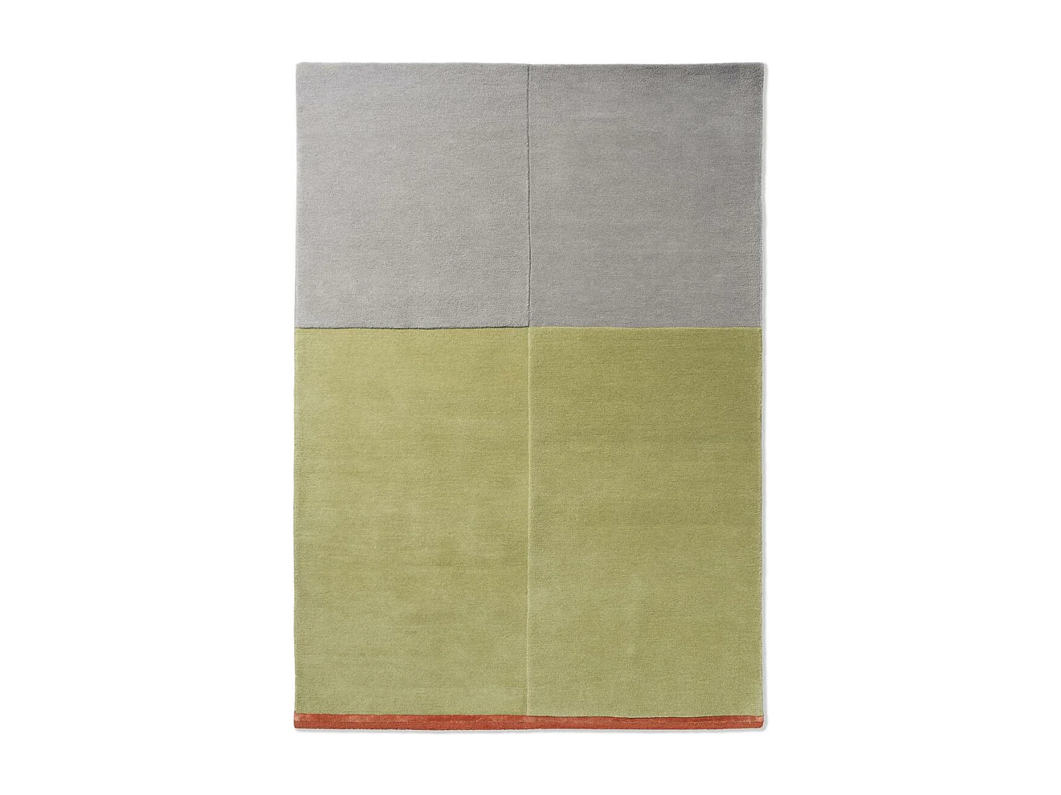 tapis open space 200x280 fait main en laine vert et gris rectangle motif simple