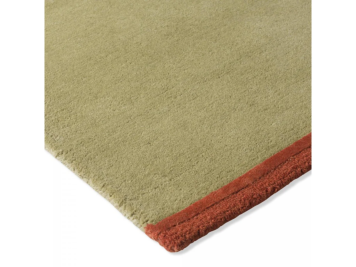 tapis open space 200x280 fait main en laine vert et gris rectangle motif simple