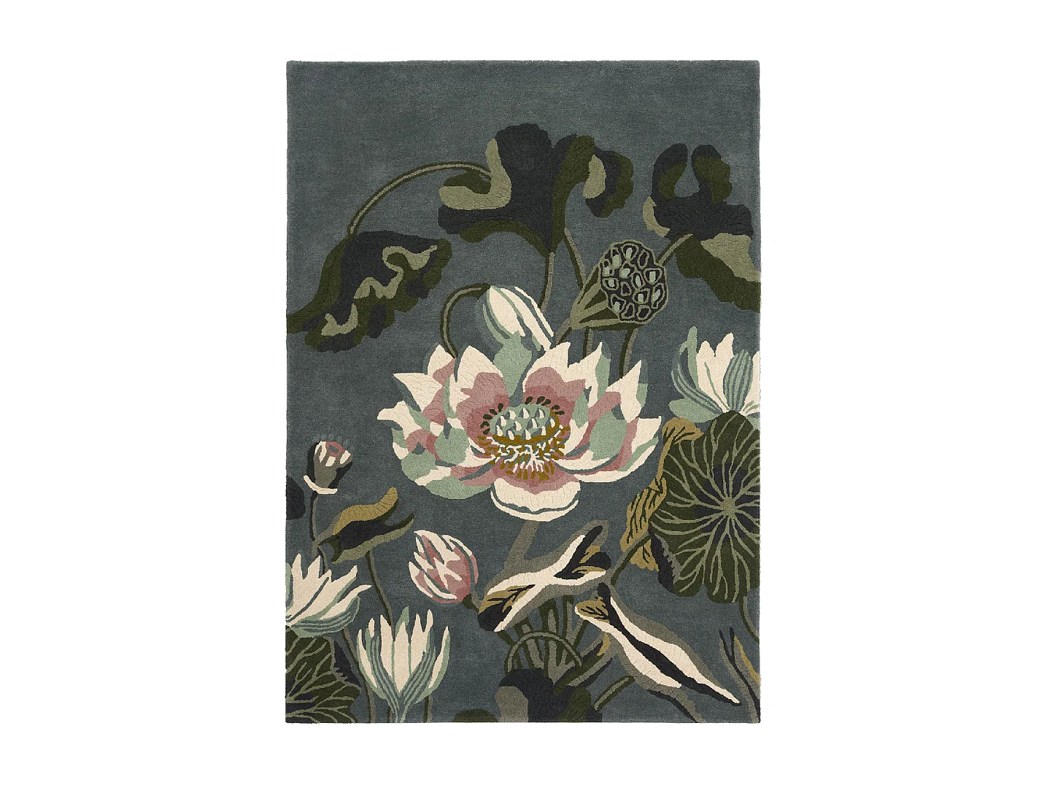 tapis salle à manger 250x350 fait à la main en laine vert et beige