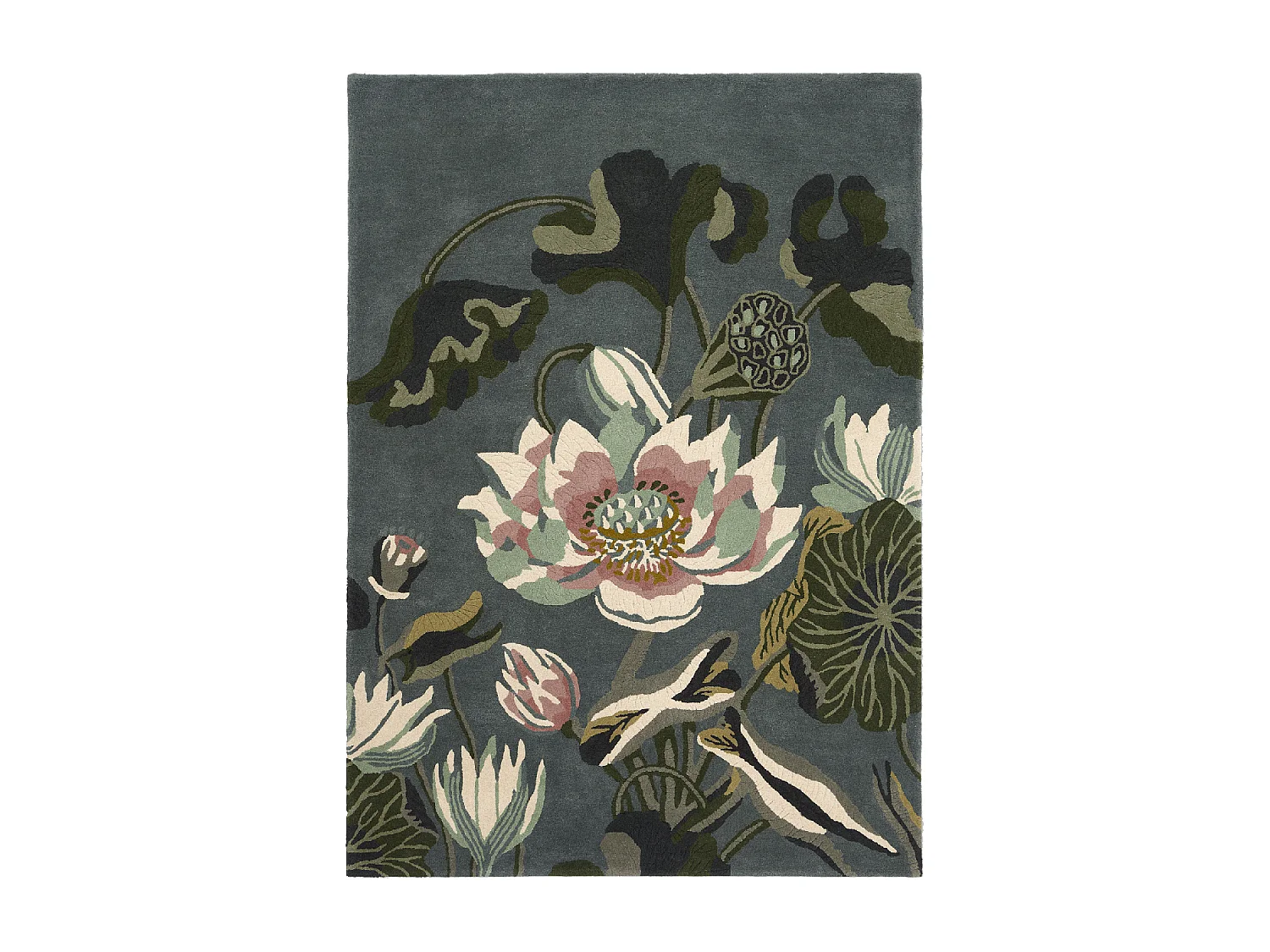 Tappeto da sala da pranzo 250x350 fatto a mano in lana verde e beige