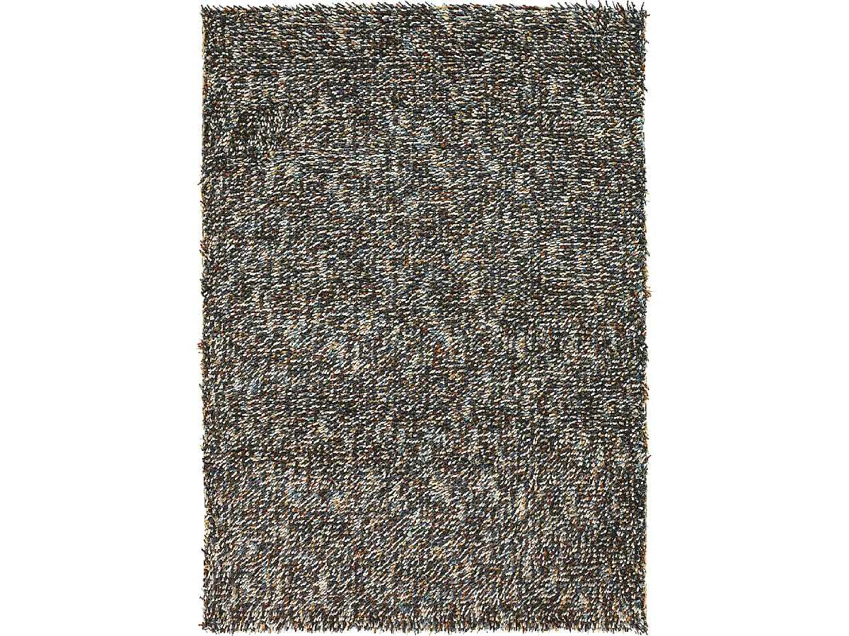 Tapis shaggy 200x300 rectangle tissé bleu et crème en laine motif faux uni ROCKS