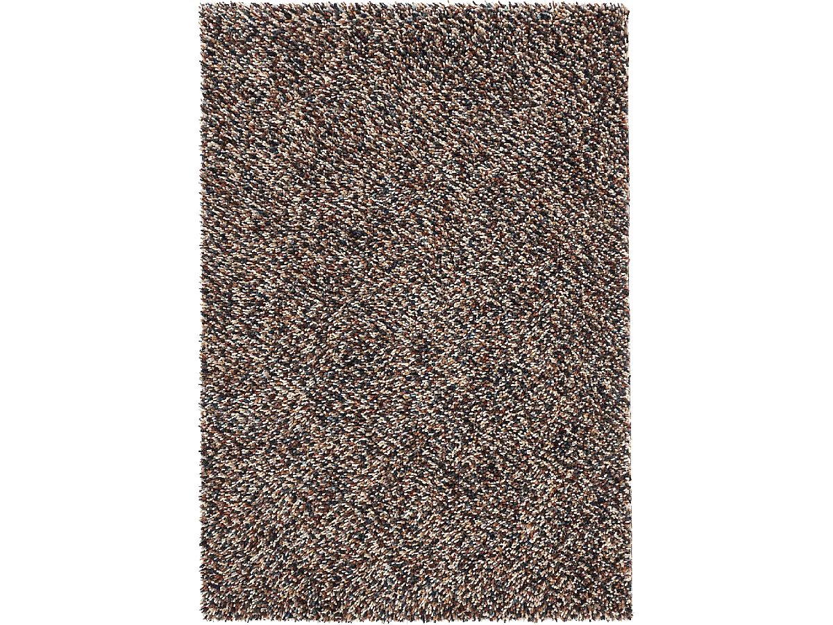 Tappeto a pelo lungo tessuto con motivo DOTS in finta lana tinta unita