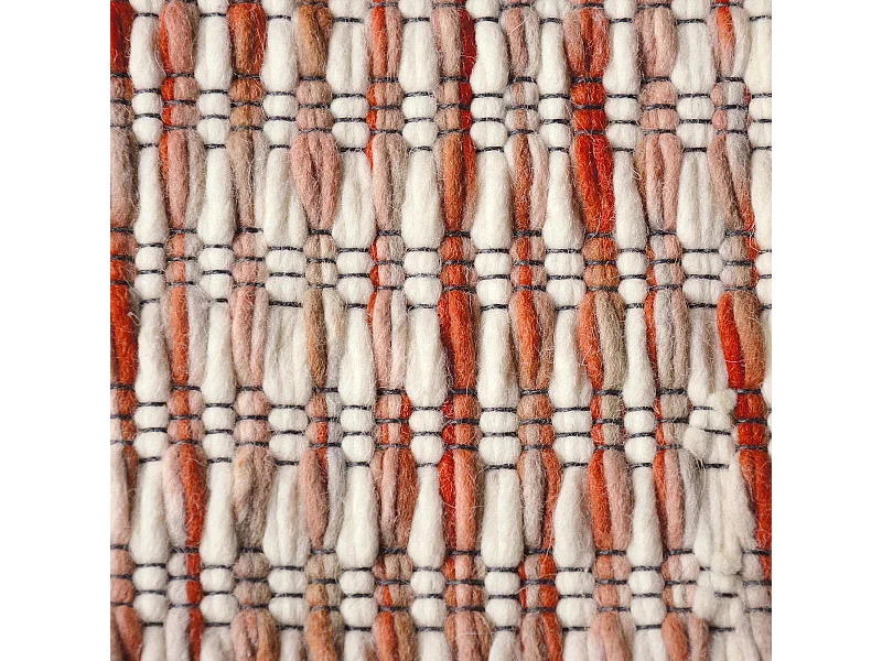 tappeto open space 200x280 realizzato a mano in lana panna e rossa fantasia tinta unita