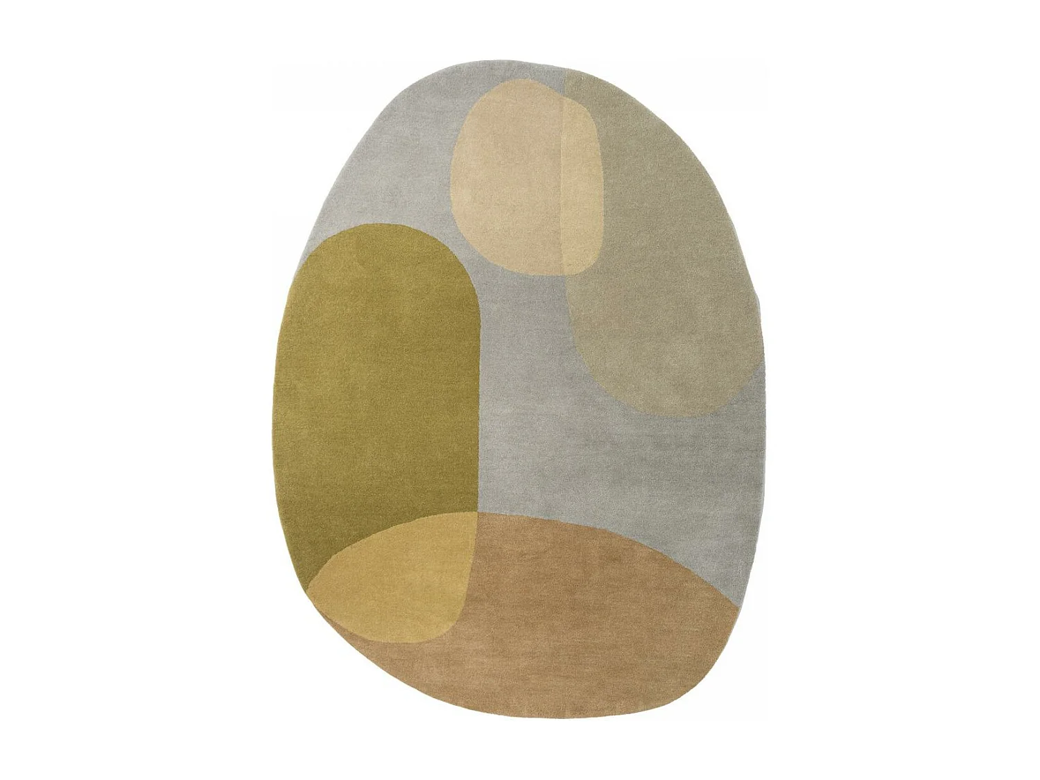 tapis open space 200x280 fait à la main en laine gris et vert motif abstrait