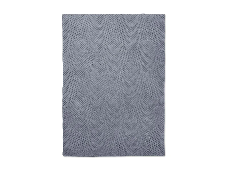 tapis salon 200x280 fait à la main en laine bleu et gris rectangle motif faux uni