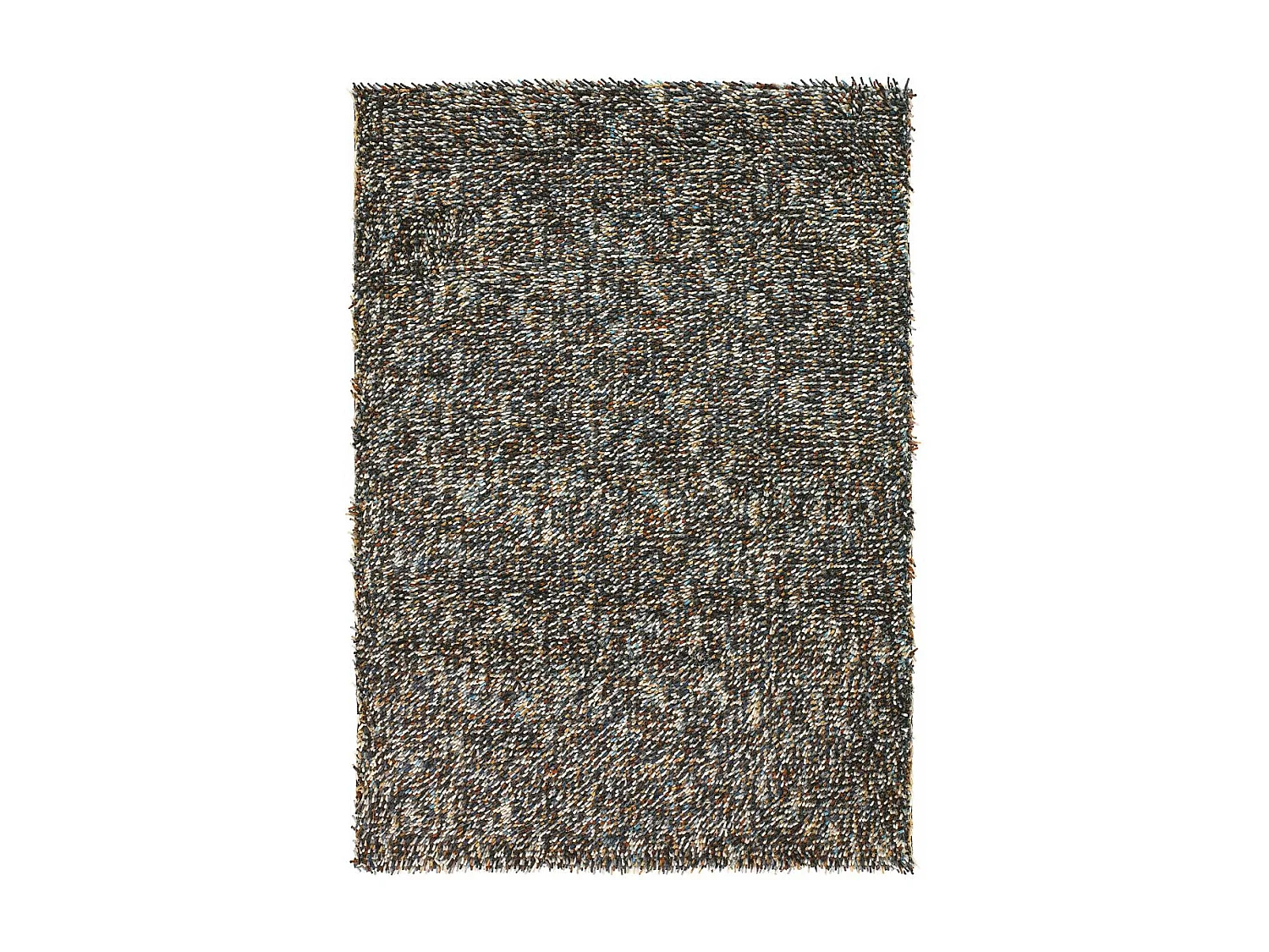 Tapis shaggy 140x200 rectangle tissé bleu et crème en laine motif faux uni ROCKS