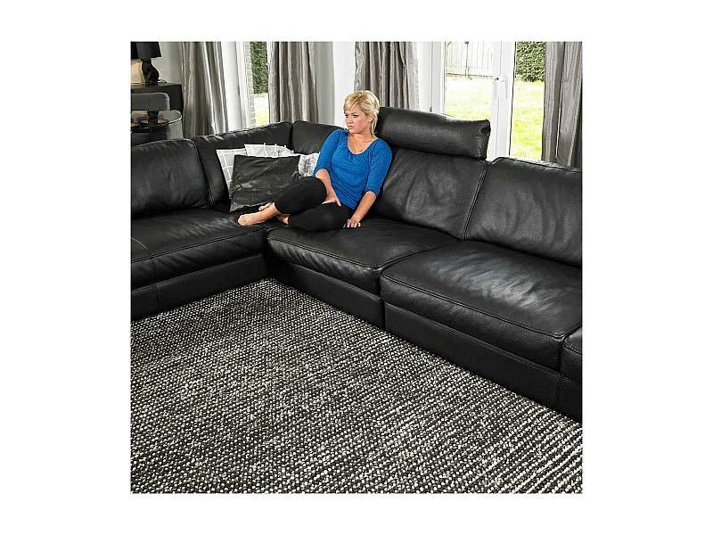 Tapis kilim 200x300 rectangle fait main en laine gris motif uni LOOK 603