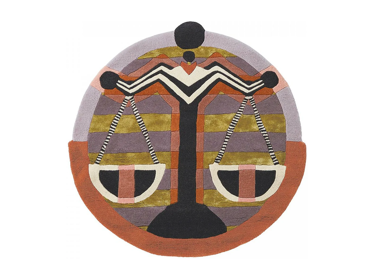 tapis open space 200x200 fait à la main en laine multicolore motif fresque