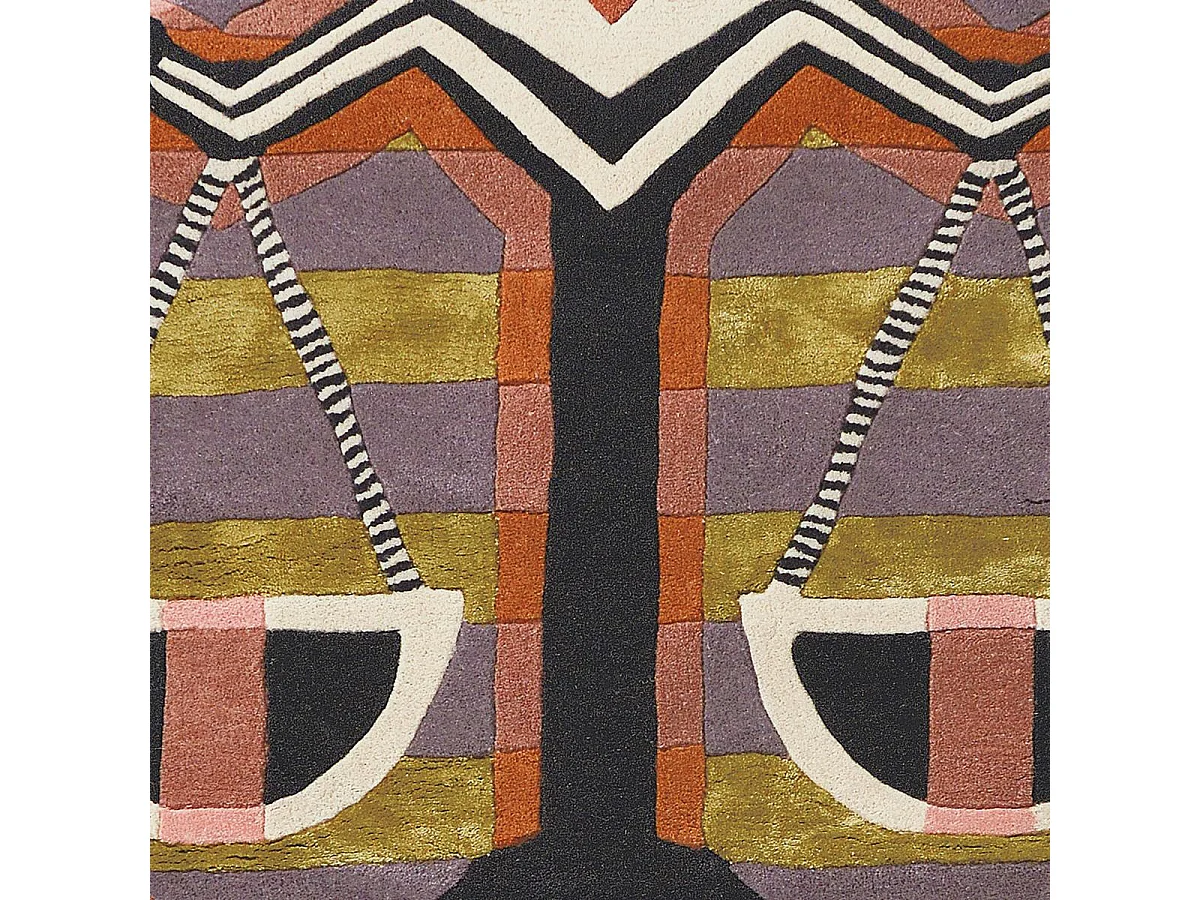 tapis open space 200x200 fait à la main en laine multicolore motif fresque