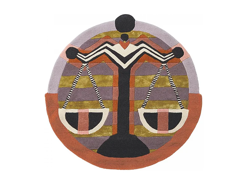 tapis open space 200x200 fait à la main en laine multicolore motif fresque