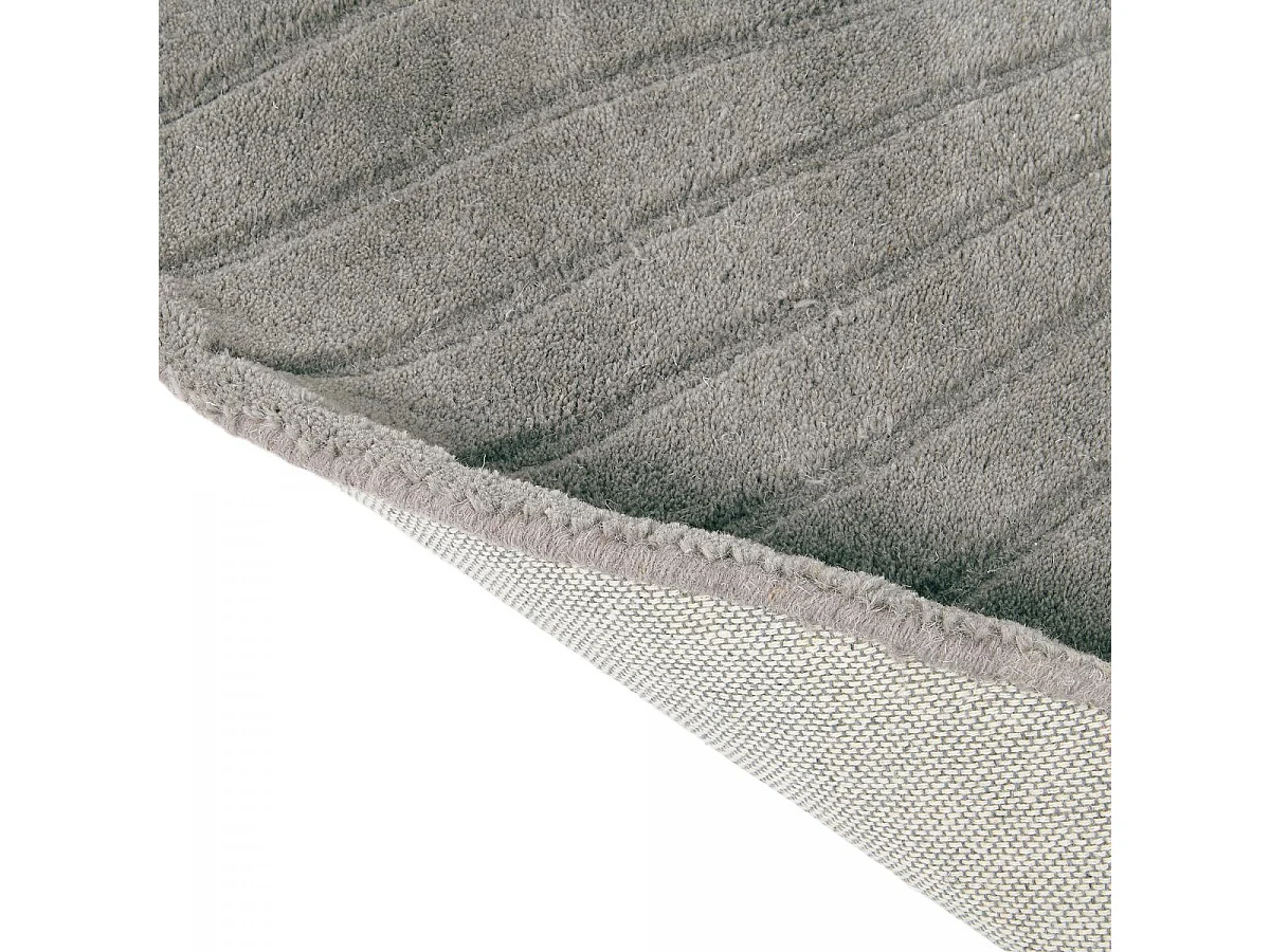 Tapis rond Ø200cm fait à la main en laine motif faux uni pour salle à manger