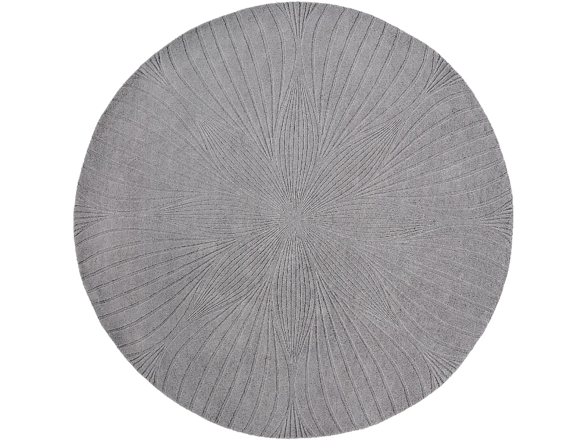 Tapis rond Ø200cm fait à la main en laine motif faux uni pour salle à manger