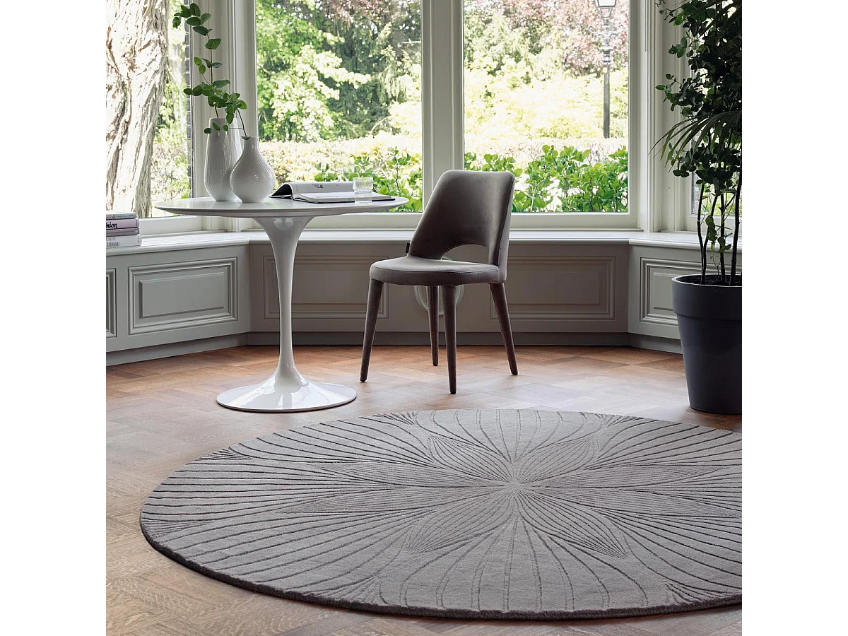 Tappeto rotondo Ø200 cm realizzato a mano in finta lana tinta unita per sala da pranzo