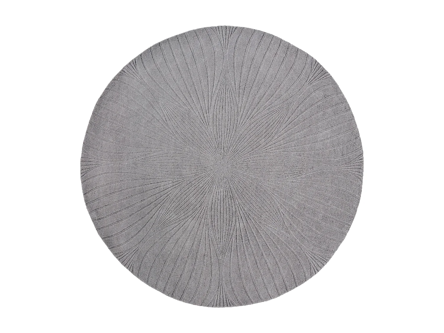 Tapis rond Ø200cm fait à la main en laine motif faux uni pour salle à manger