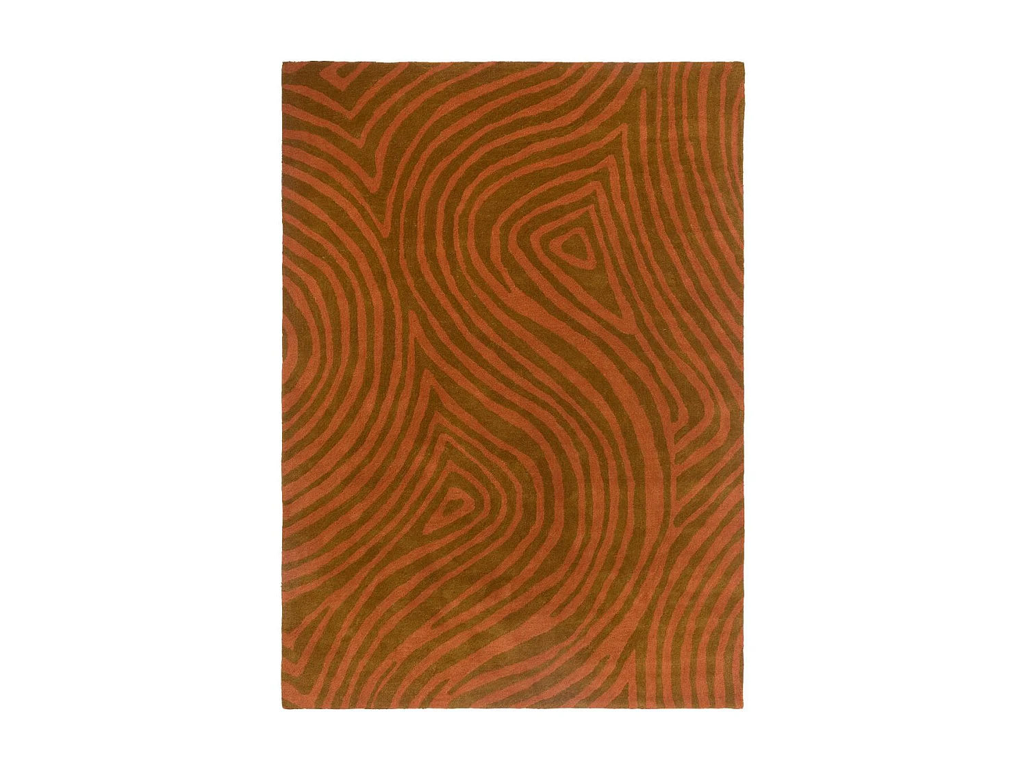 tapis grand salon 250x350 fait main en laine orange rectangle motif abstrait